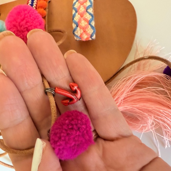 Ammos Genuine Leather Greece Pom Friendship Charm Gladiator Wrap Sandal Size 7 - Picture 8 of 15